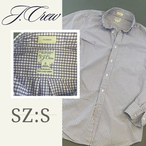 J. Crew Classic Button‎ Down Shirt Organic Cotton Gingham Check Small - Picture 13 of 13